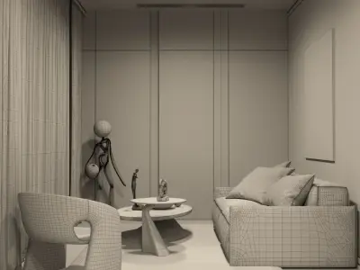 Luxurious Bedroom And Dressing Room By Dvel 3D model