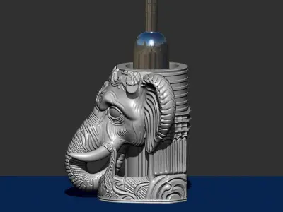  Elephant head Wine Holder 3D print model