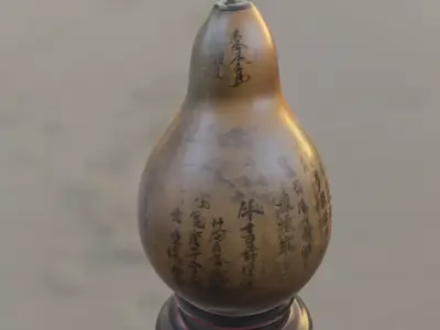 Antique Chinese Gourd Vessel with Stand Low-poly 3D model