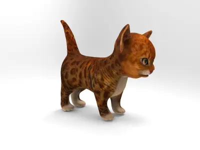 Cute cartoon Cat Rigged Low-poly 3D model