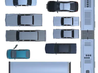 2d cars vehicules furniture floorplan top view PSD 3D model  3D model