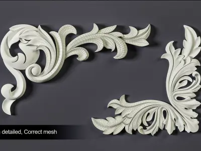 140 Corner Ornament Brushes 4K Alphas and 3D Models- VOL 05 3D model
