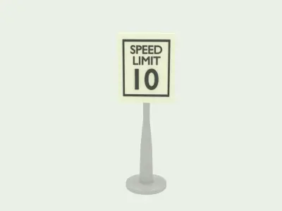 Road sign collection Low-poly 3D model