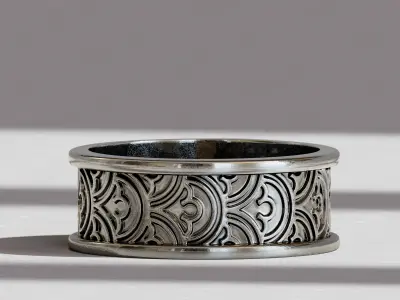  Japanese minimalist waves wedding Ring for engagement 3D print model