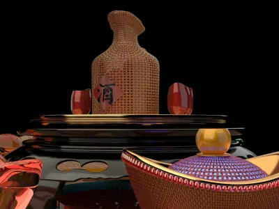 Chinese gold Ingot  3D model