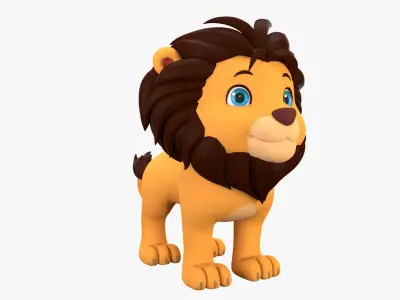 Cartoon Lion Low-poly 3D model