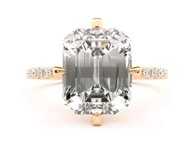 The Sutton Ring Emerald cut 10x8 mm 3D print model