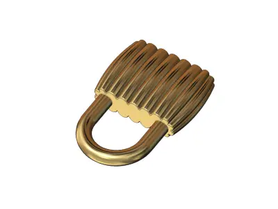 Ribbed padlock pendant and charm 3D print model