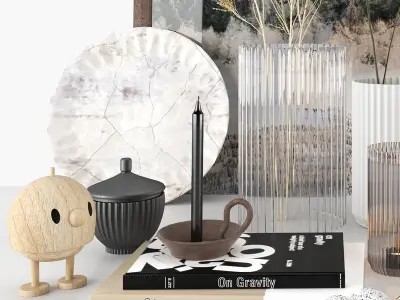 decorative set with dried flowers 3D model