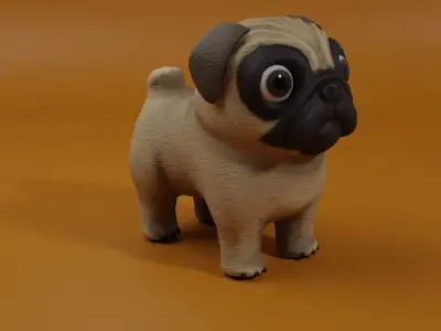 Cartoon Pug  Low-poly 3D model