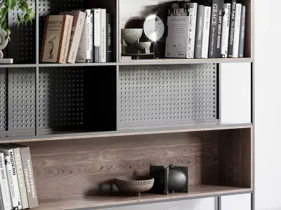 Metal Shelves Decorative With Plants and Book 3D model