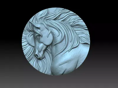 A horse with a mane 3D print model