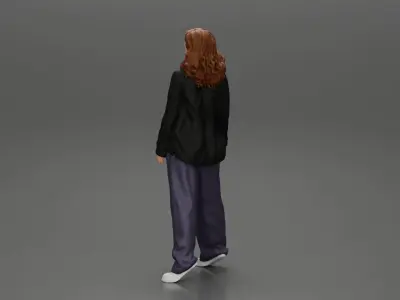 gangster lowrider girl posing in long open shirt with long hair 3D print model