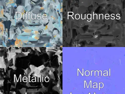 Futuristic Open Treasure Chest with Holographic Gems and Coins Low-poly 3D model