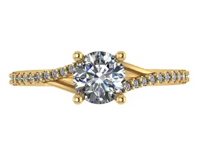 Round shape tension ring with pave setting along the shank 3D print model