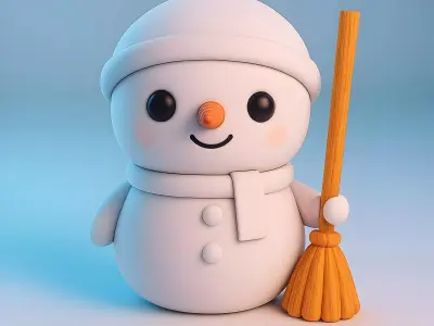 Cheerful Cartoon Snowman 3D print model