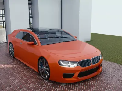 BLENDER EEVEE Brandless Small 2 door hatchback Low-poly 3D model