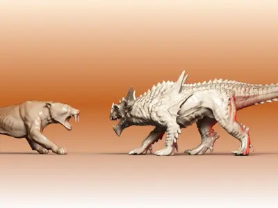 Sabre tooth and dragon 3D model