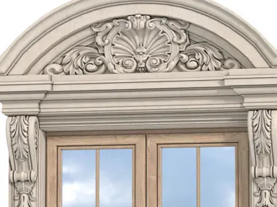 Classic facade window with French balcony Forged Fence  3D model