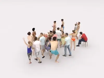 20x 3D PEOPLE LOW POLY SPORT SPORTS BEACH SUMMER PEOPLE CROWDS Low-poly 3D model