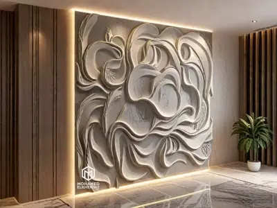 modern panel wall decor set wall relief mural CNC 82 3D model