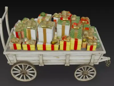 Christmas Gift Wagon 3D Model 3D model