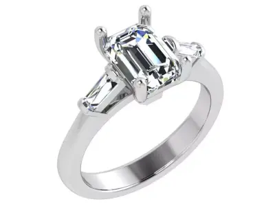 Emerald Diamond Ring 4616 3D print model
