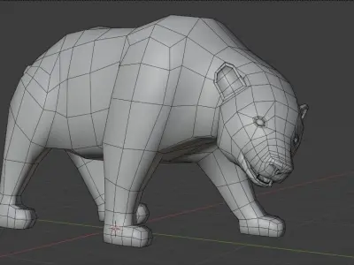 Low poly Grizzly Bear Rigged 3D model Low-poly 3D model