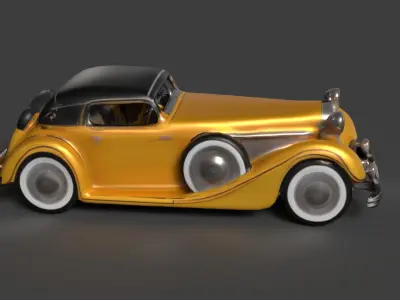 Yellow vintage car   3D model