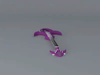 Purple alien guitar Free 3D model