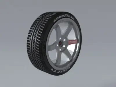 Volk Racing Wheels TE37 and Tires  3D print model 3D model