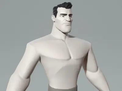 Cartoon male character base mesh Low-poly 3D model