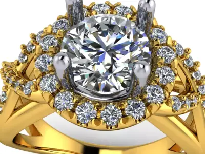 Glamorous Halo Split Bridal Ring Infinity Style USA size 7 3D print model