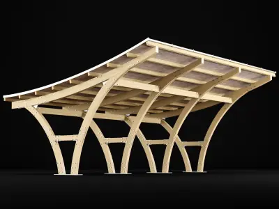 Wooden carport 3D model