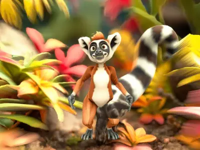 Playful Lemur Character model pack Low-poly 3D model