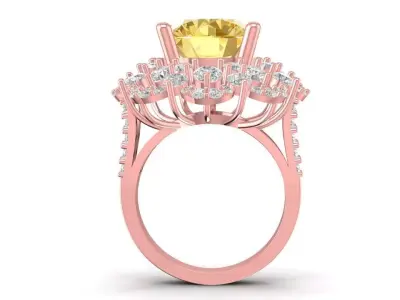 Luxury Cluster Halo Cocktail Ring for Women  702 3D print model