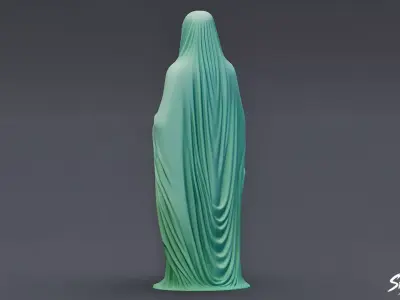 Ghost Statue Standing Draped Low-poly 3D model