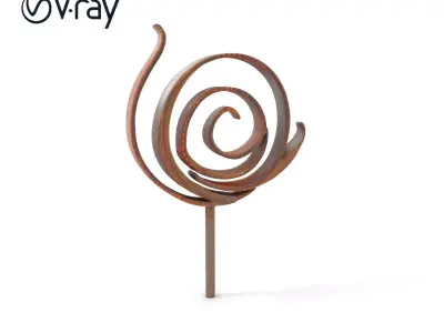 Spiral Rusted Metal Sculpture Model Pack Low-poly 3D model