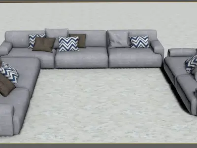 GREY Fabric Sofa - Full Size 3D model