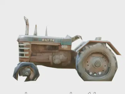 Rusted Abandoned Tractor Post-Apocalyptic Model Low-poly 3D model