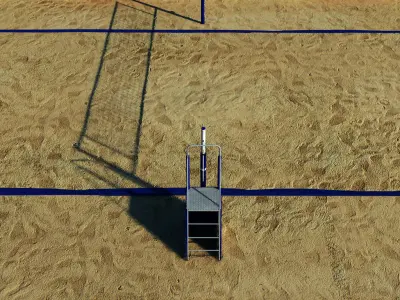 Beach volleyball court low poly Low-poly 3D model