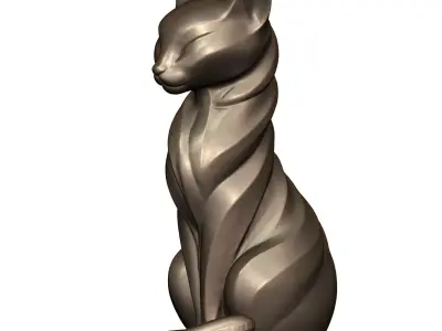 Serenity Gemstone Cat Sculpture 3D print model