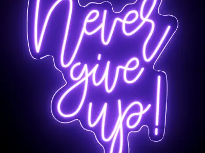 Never Give Up Neon Sign 3D model