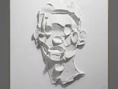 Plaster two square photo frames 09 Low-poly 3D model