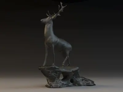 Antelope Statue antelopes bronze deer animal  3D model