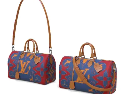 Louis Vuitton Keepall Bandouliere 40 Blue Low-poly 3D model