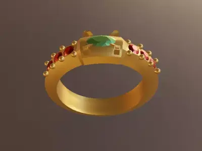 7 diamonds Gold Ring 3D print model