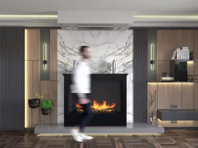 Fireplace Wall  Vray 6 3D model