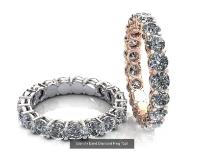 Eternity Band Diamond Ring 15pt 3D Model Pack