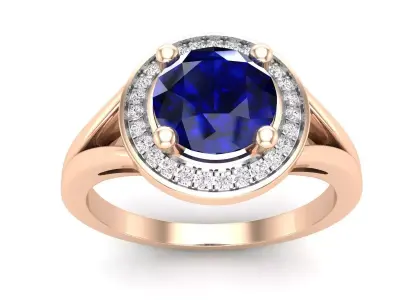 AV 590 Diamond Ladies Bridal Split Shank Engagement Ring 3D print model